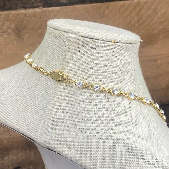 Jessica McClinton Gold Toned Dainty Crystal Necklace and Drop Dangle Earrings - Picture 4 of 9